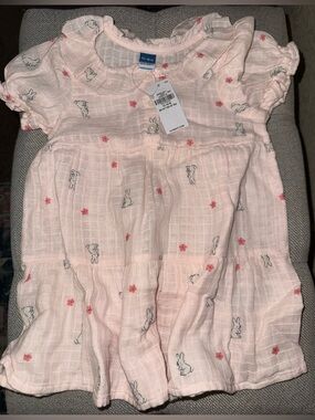 Old Navy Light Pink Bunny & Floral Baby Dress